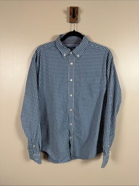 Mason James Blue and White Gingham Button-Down Shirt